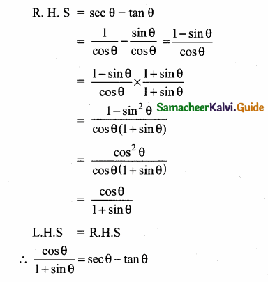 Samacheer Kalvi 10th Maths Guide Chapter 6 Trigonometry Ex 6.1 2