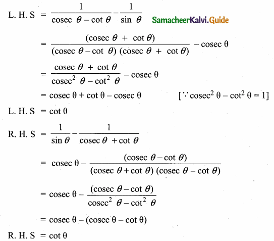 Samacheer Kalvi 10th Maths Guide Chapter 6 Trigonometry Additional Questions 50