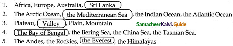 Samacheer Kalvi 6th Social Science Guide Geography Term 1 Chapter 2 Land and Oceans
