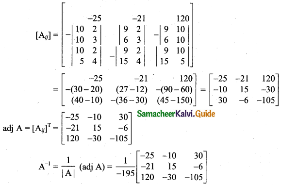 Samacheer Kalvi 11th Business Maths Guide Chapter 1 Matrices and Determinants Ex 1.3 Q3.1