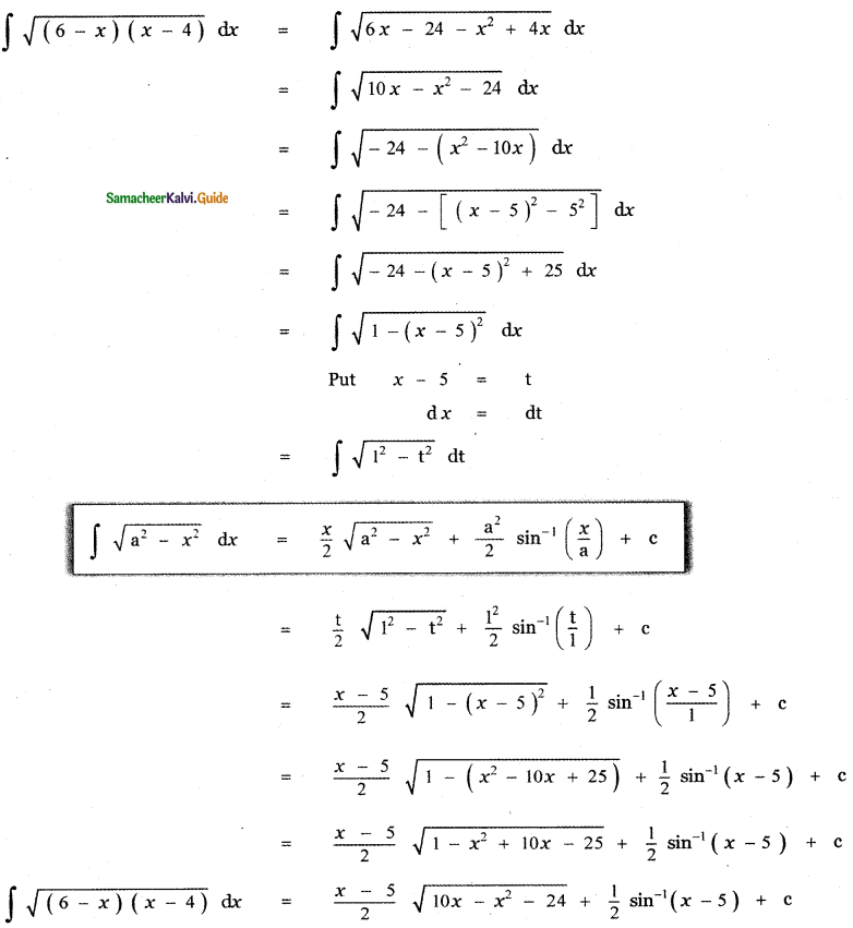 Samacheer Kalvi 11th Maths Guide Chapter 11 Integral Calculus Ex 11.12 5