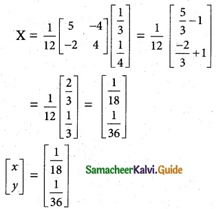 Samacheer Kalvi 12th Maths Guide Chapter 1 Applications of Matrices and Determinants Ex 1.3 12