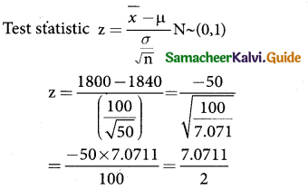 Samacheer Kalvi 12th Business Maths Guide Chapter 8 Sampling Techniques and Statistical Inference Ex 8.2 3